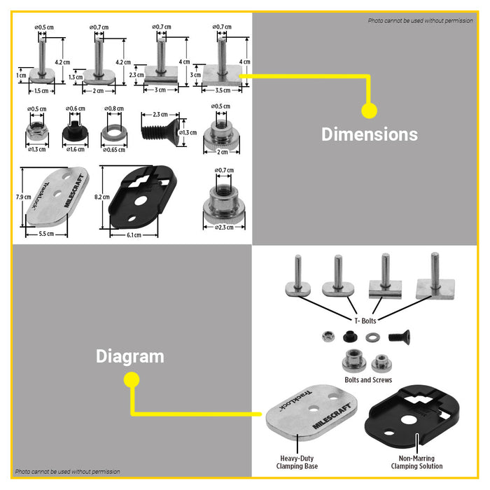 BUILDMATE Milescraft Track Lock  Universal T-Track Table Clamping Accessory for Bench Clamp #4022