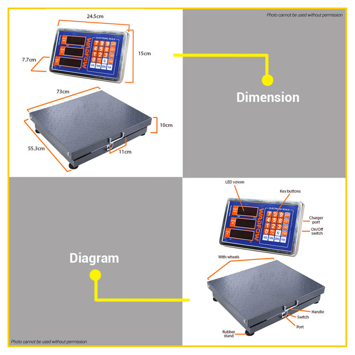 BUILDMATE Wadfow Rechargeable Electronic Digital Weighing Platform Scale 1000kg Industrial Measuring Scale Timbangan WEC1100 - WPT