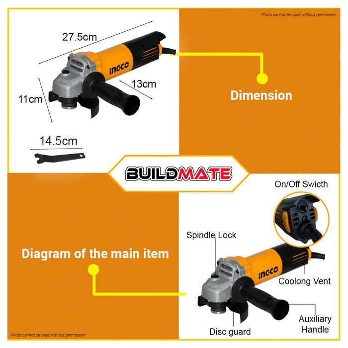 [NEW] INGCO Industrial Angle Grinder 700W | 750W 4" Inch Electric Grinder Cutting Machine Grinding Wheels Heavy Duty AG70012-1 | AG70012 •BUILDMATE• IPT