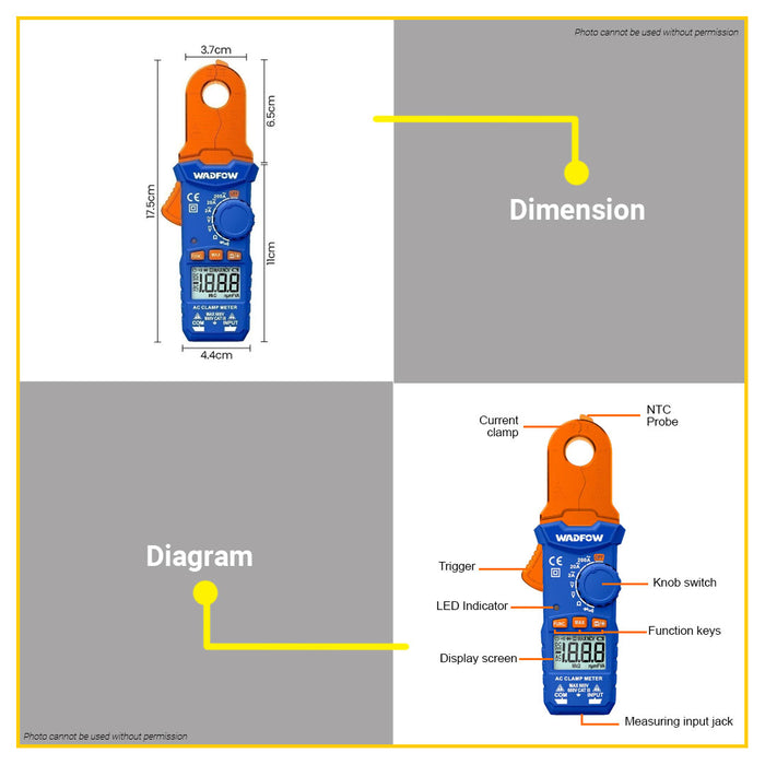 BUILDMATE Wadfow 200A DC/AC Clamp Meter with 2000 Counts WDM65015 - WPT
