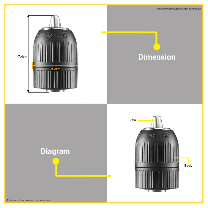 BUILDMATE Ingco Keyless Drill Chuck 2-13mm Quick Change Adapter for Cordless and Impact Drill KCL1301 - IHT