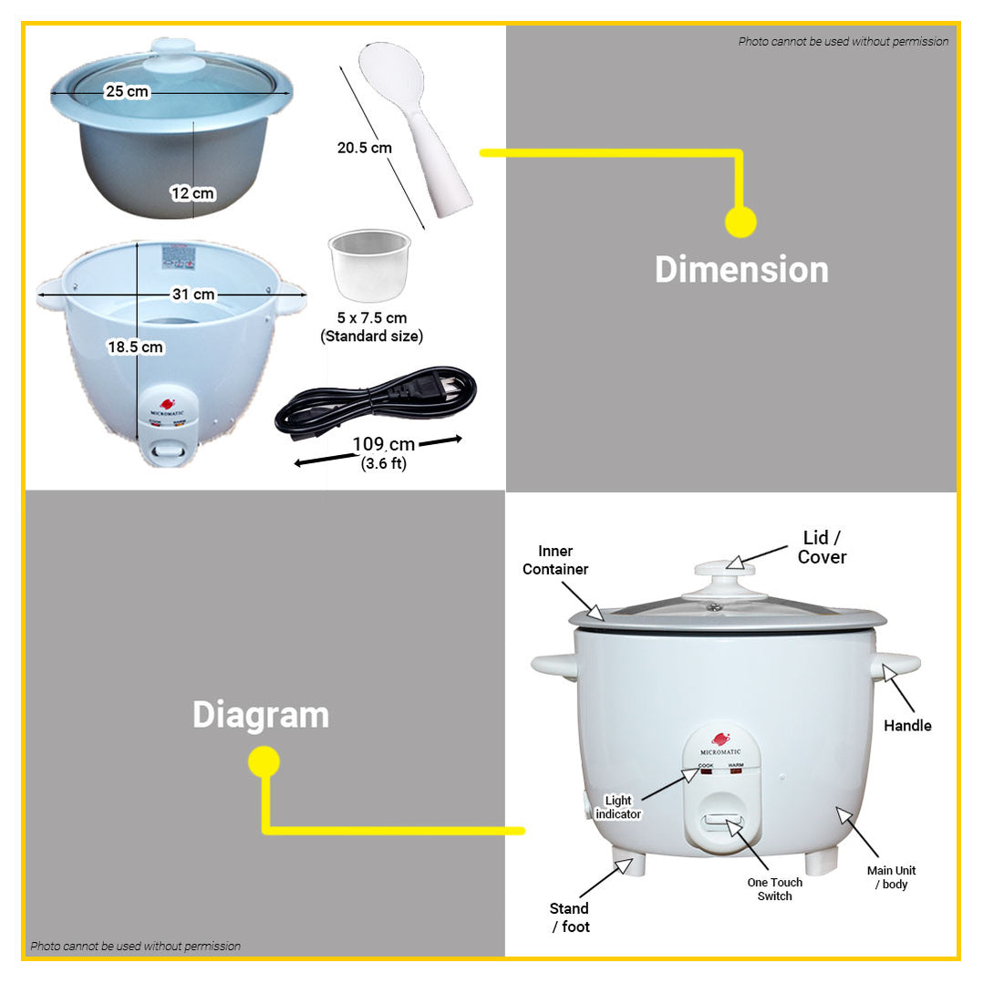 Cookmate Rice Cooker BUILDMATE Micromatic 620W Rice Cooker 1.5L 8 Cups Capacity with Keep W ...