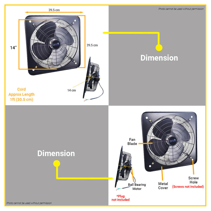 BUILDMATE Omni Industrial Exhaust Fan 14 inches Air Ventilator Extractor Blower Fan Ventilation System XFV-350
