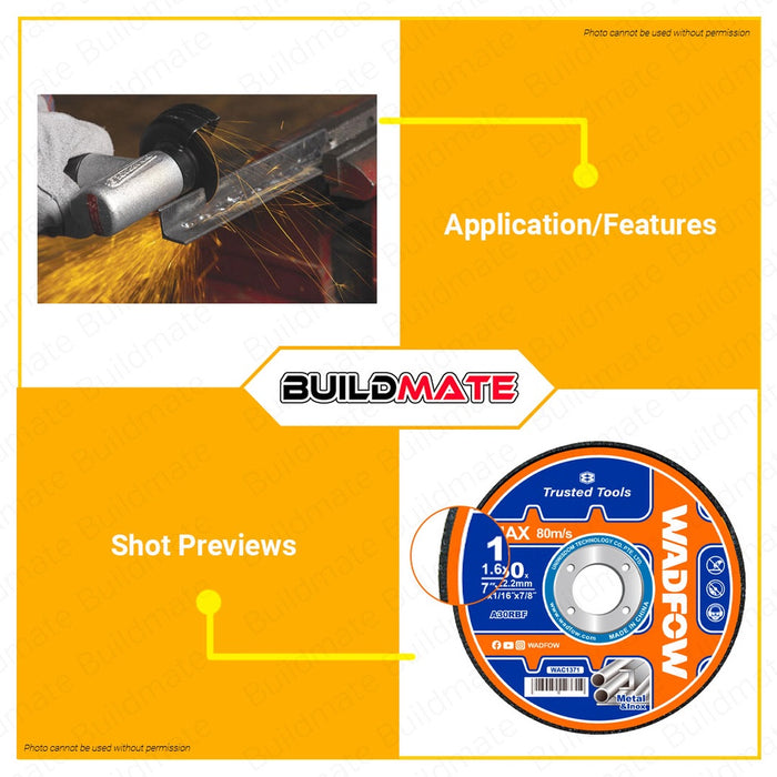 BUILDMATE Wadfow Abrasive Metal Cutting Disc Metalworking Flat Centre Cut-Off Wheel Blade For Metal & Stainless Steel SOLD PER PIECE - WHT