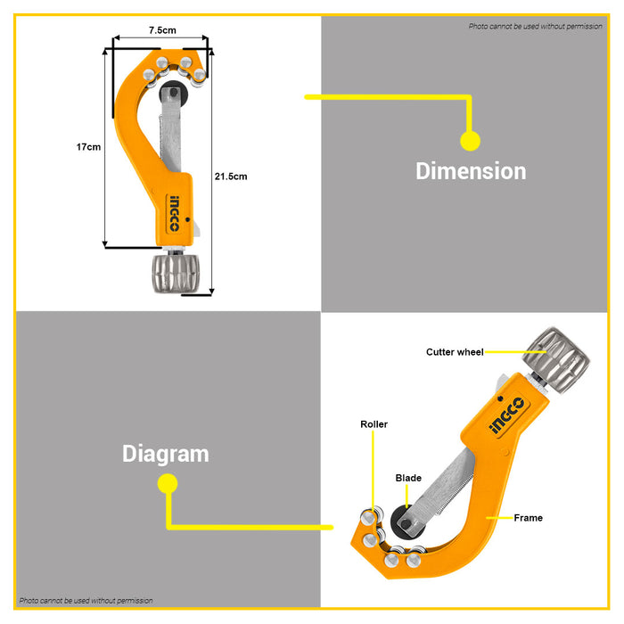 BUILDMATE Ingco Pipe Cutter 3-32mm / 14-63mm Tube Cutter for Copper and Aluminum SOLD PER PIECE HPC0232 / HPC0263 - IHT