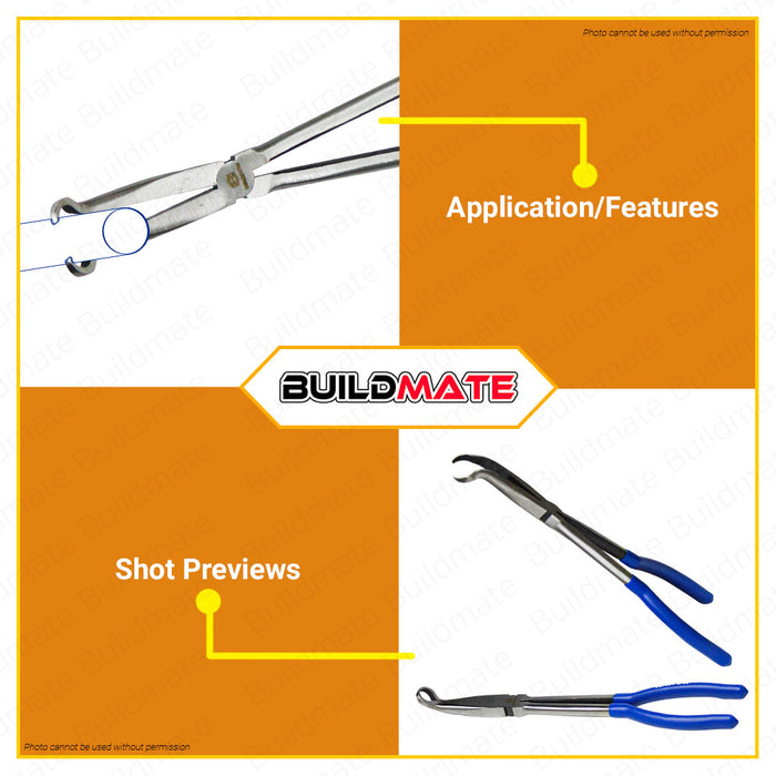 WADFOW Long Needle Nose Pliers 11" Inch Bent Round Nose Pliers Type O Pliers Long Reach Circle Pliers WPL5E11 •BUILDMATE• WHT