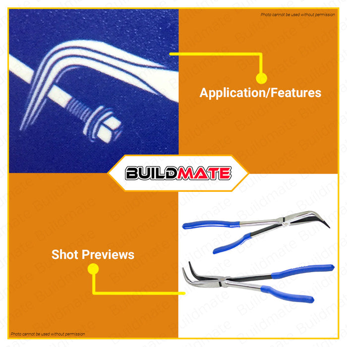 WADFOW Long Nose Pliers 11" Inch 45 Degree | 90 Degree [SOLD PE PIECE] Extra Long Nose Pliers Bent Tip Long Nose Pliers Bent Pliers WPL2E11 | WPL3E11 •BUILDMATE• WHT