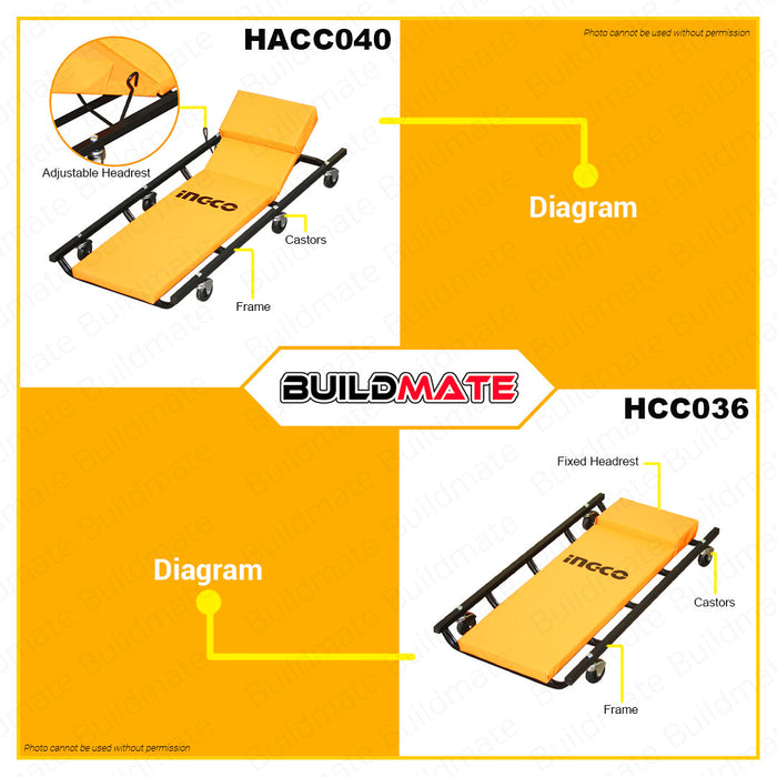 BUILDMATE Ingco Car Creeper 36" | 40" Inch Seat Creeper Garage Auto Car Repair Mechanic Creeper Vehicle Repair Low Profile Automotive Creeper Rolling Seat Adjustable Roller Garage Chair Brake Stool Workshop Car Creeper • IHT