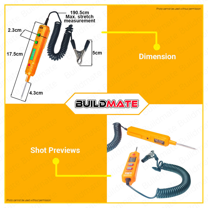 BUILDMATE Ingco Automotive Circuit Test 300V CAT III Pointed Screwdriver Electric Pen AC Voltage Tester Test Light Circuit Tester Pen Voltage Detector Pen Circuit Tester Tool Hand Tool HSDT417506 • IHT