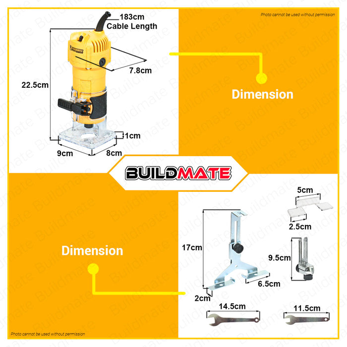 BUILDMATE Powerhouse Palm Router Trimmer 6mm 500W | 650W [SOLD PER SET ...
