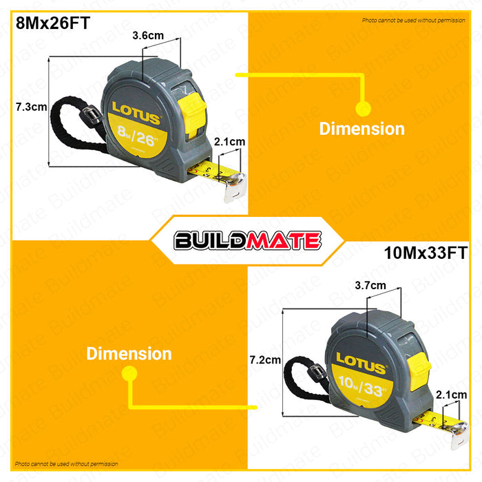 BUILDMATE Lotus Steel Tape 3M | 5M | 8M | 10M Measuring Tape Measure F ...