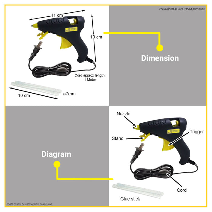 BUILDMATE Lotus Mini Glue Gun 15W Electric Hot Melt Adhesive Applicator with 2pcs Glue Gun Sticks for DIY Arts Crafting LTXT15GGM
