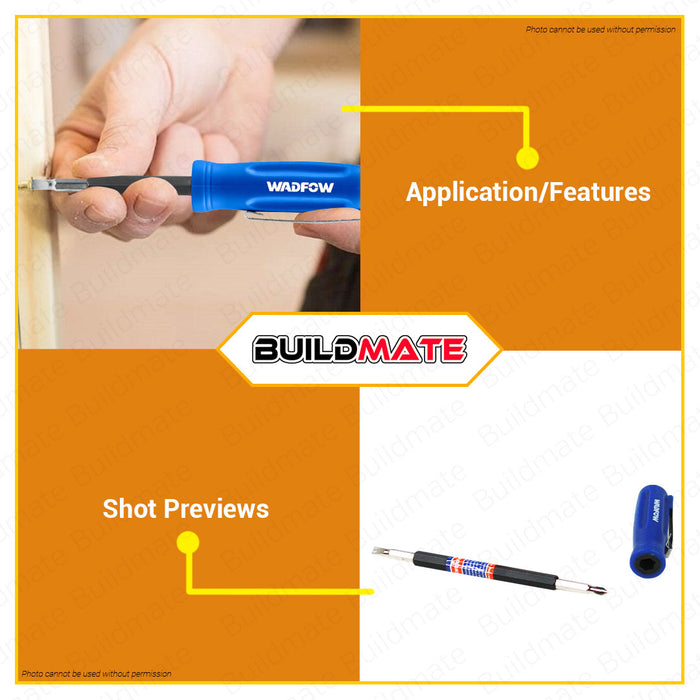 BUILDMATE Wadfow 4in1 Pocket Pen Shape Screwdriver Double Head Flat & Philip Screw Bits WSS2J04 WHT