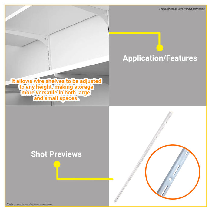 BUILDMATE Wadfow Adjustable Steel Shelf Track Support and Bracket Insert White Track Shelving System for Closet & Storage - WHT