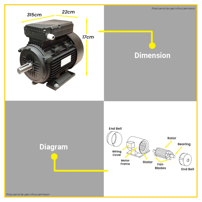 ARMADA 1HP Single Phase Electric Motor 750W DLYL802-4 •BUILDMATE•