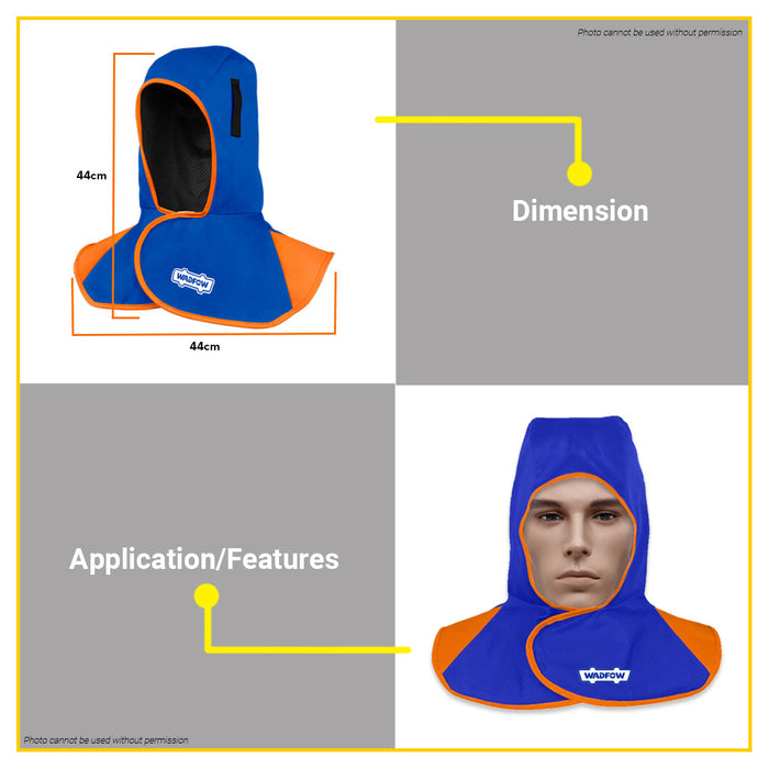 WADFOW Flame-Retardant Full Protective Welding Hood With Neck Shoulder Drape Caps WZMC001 - WHT