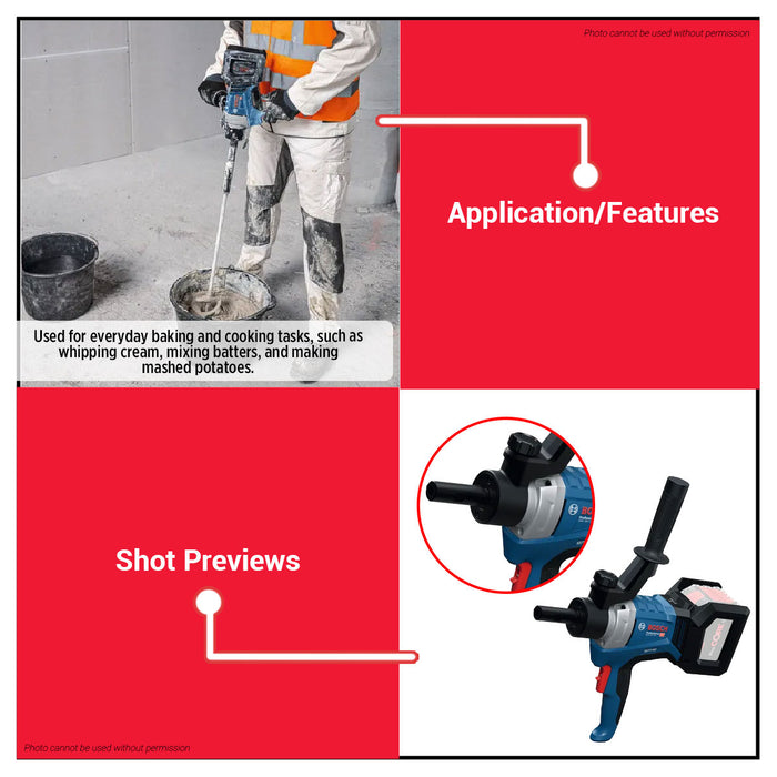 Buildmate x BOSCH Cordless Mixer GRW 18V-120 18V M14 Construction Paint Mixer 06011C2080
