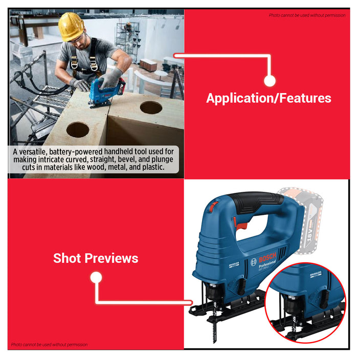 Buildmate x BOSCH Cordless PRO Jigsaw GST 183-LI 18V T-Shank 95mm Wood 06015B70L0