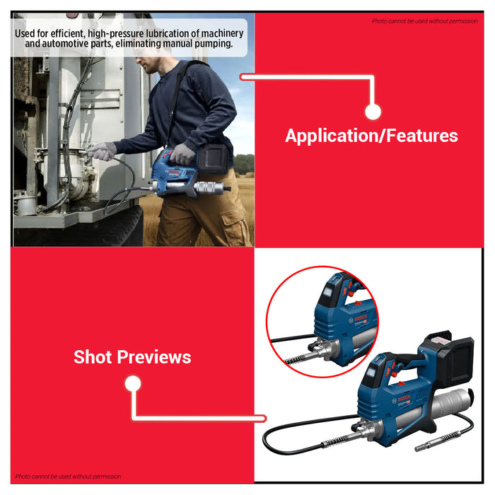 Buildmate x BOSCH Cordless Grease Gun GFP 18V-10 10000PSI Heavy Duty Lubrication Tool 06019N6000