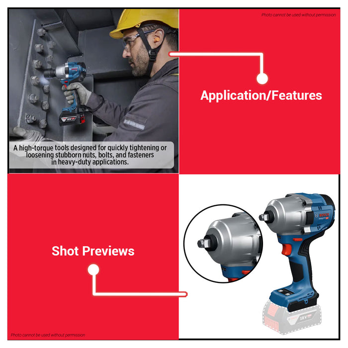 Buildmate x BOSCH SOLO & KIT 780Nm Impact Wrench 2x Battery 1x Charger GDS18V-780 06019P40L0 K1 BLC