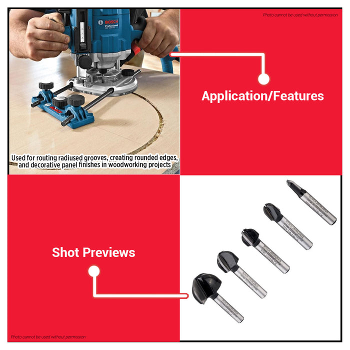 BUILDMATE Bosch 1/4" Inch Core Box Bit Router Bits Cutter 1/8" - 1/2" Inch Standard for Wood - BAX