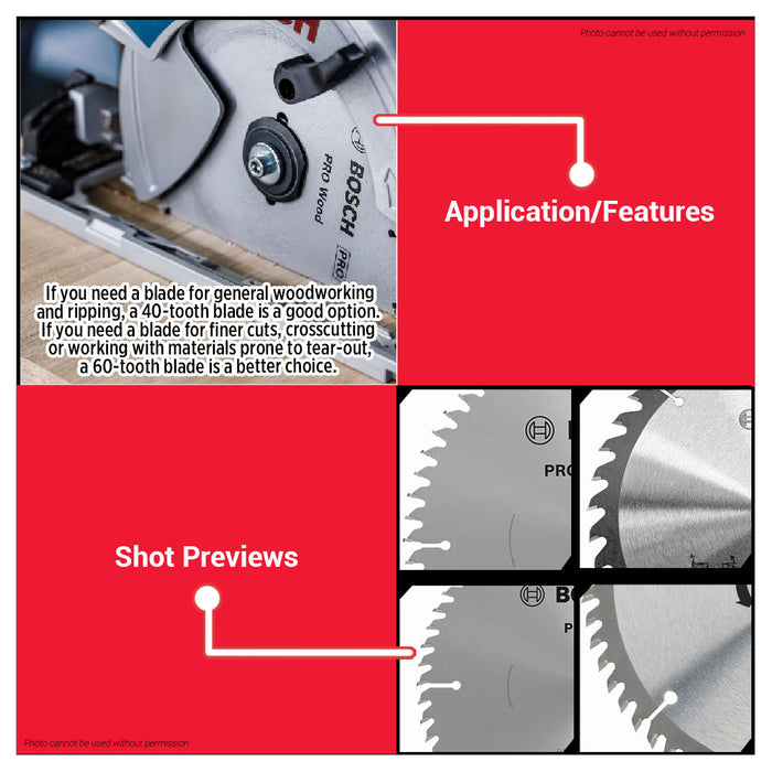 BUILDMATE Bosch Circular Saw Blade Wheel 7-1/4" 40T | 60T Standard for Wood Blade Saw Blades • BAX