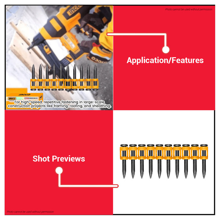 Buildmate x INGCO Continuous Firing Nails 32/38mm 2.9mm 1000pcs ANA02321/2381 IHT