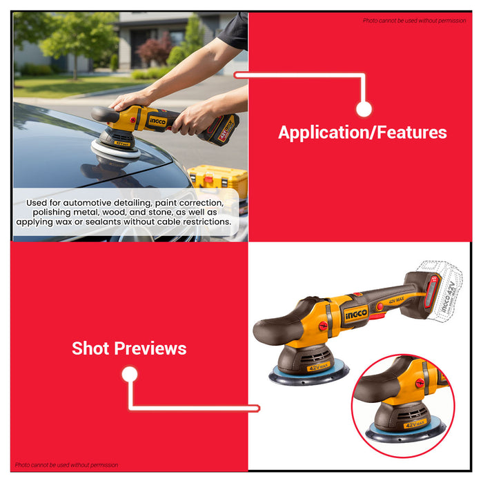 Buildmate x INGCO 42V Brushless Cordless Polisher 150mm Buffer APLI42152 CPT