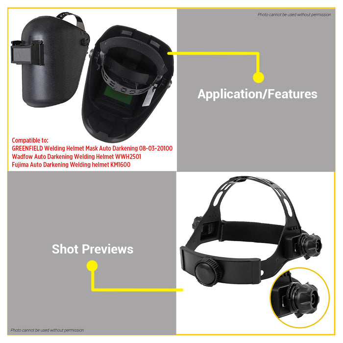 BUILDMATE Brand Adjustable Welding Helmet Mask Headband Strap with Gear Knob Foam Padded Headgear Universal Replacement Mask Harness