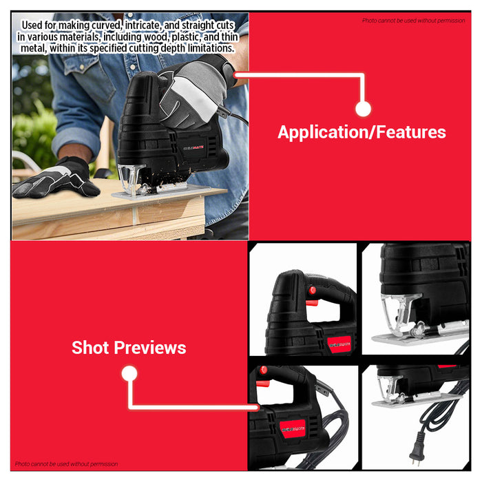 BUILDMATE Brand Jigsaw 550W Variable Speed Electric Saw for Wood Cutting JSV550C