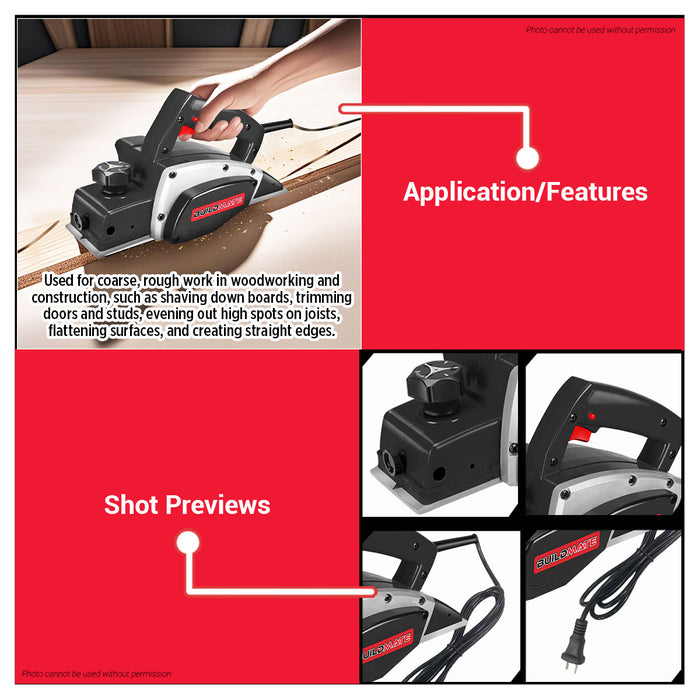 BUILDMATE Brand Electric Planer 680W 82mm 16000RPM for Woodworking Heavy Duty PL680C