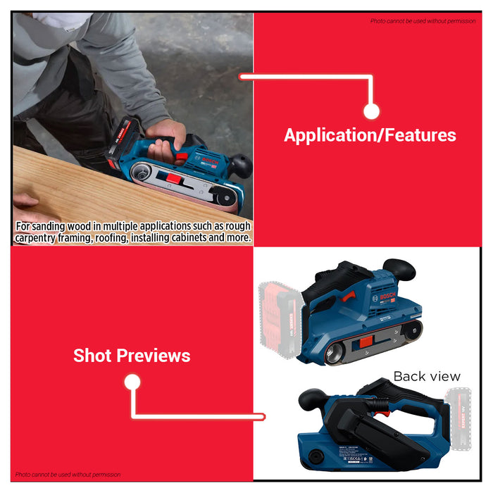 Buildmate x BOSCH Cordless Belt Sander 18V Brushless 75mm Professional Wood Sander GBS 18V-75 06012C2080 BPT