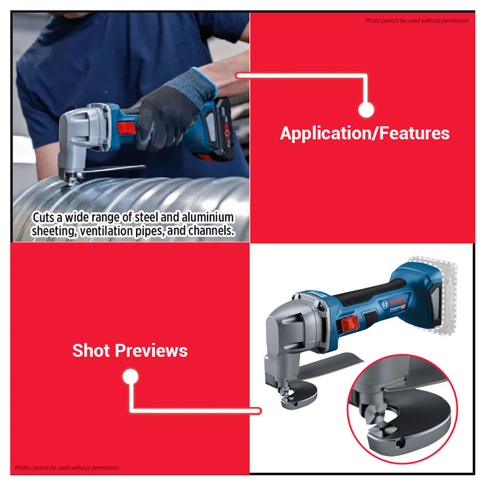 Buildmate x BOSCH SOLO 18V Portable Brushless Cordless Metal Shears 1.6MM Heavy Duty Cutter GSC 18V-16 E 0601926300 BLC