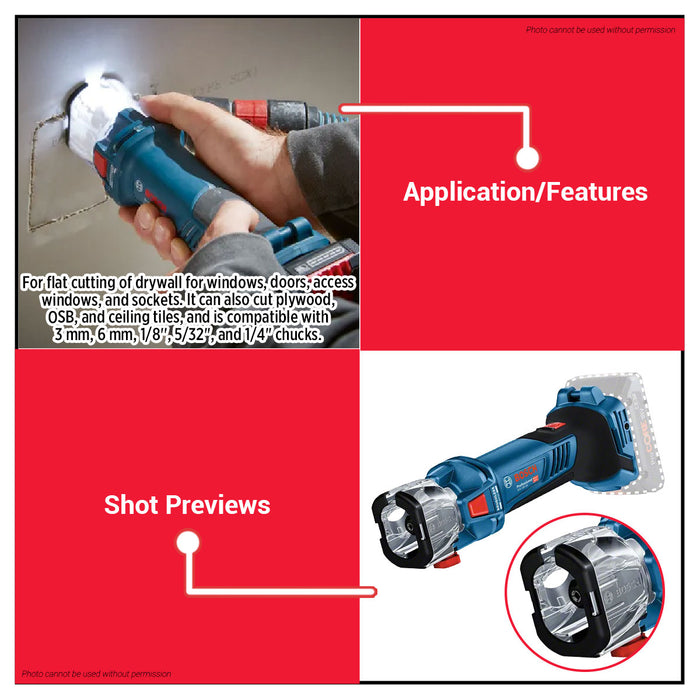 Buildmate x BOSCH SOLO Cordless Spiral Saw 18V Brushless Drywall Cut-Out Tool GCU 18V-30 06019K8080 BLC