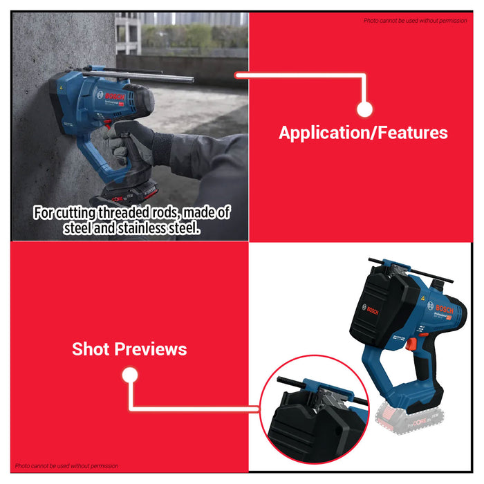 Buildmate x BOSCH SOLO 18V Cordless PRO Threaded Rod Cutter M6-M12 Brushless GGC 18V-12 06019M8080 BLC