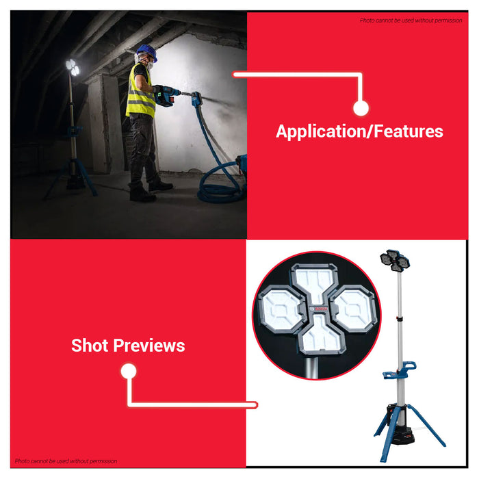 Buildmate x BOSCH 18V PRO 5000Lm Cordless LED Work Light Jobsite Lamp GLT18V-5000 Bare 06019P5000 BLC