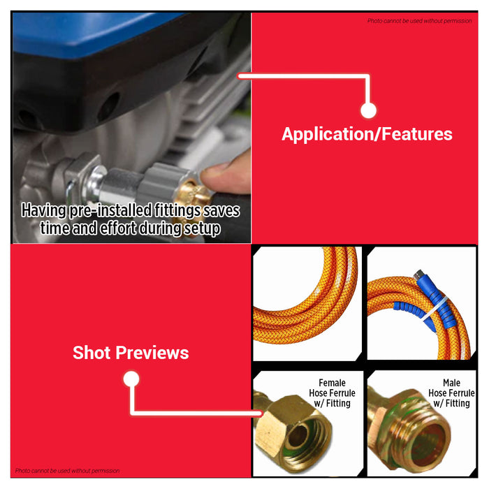 BUILDMATE Butterfly 3-Ply High Pressure Spray Hose 3000psi For Air Water & Oil w/ Fittings Industrial Pneumatic Hose Pipe