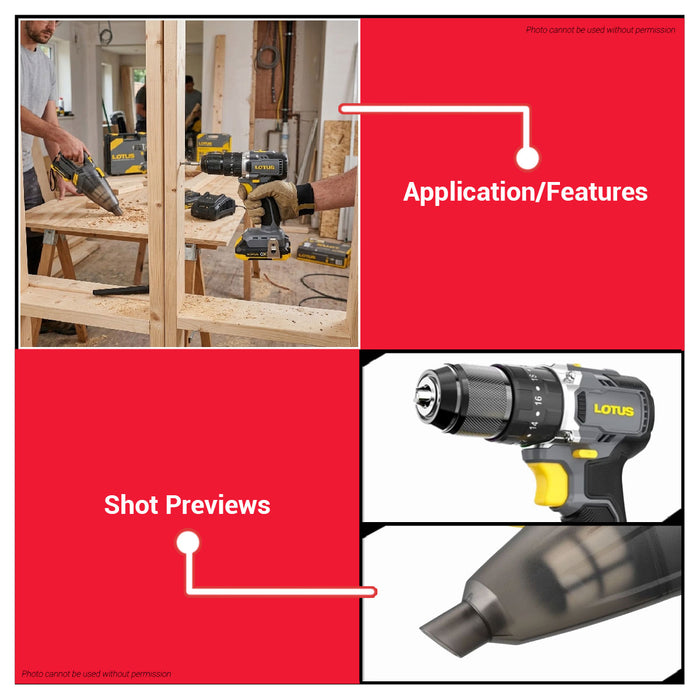 Buildmate x LOTUS Combo Kit #3 20V Impact Drill + Portable Handy Vacuum Cleaner CCX300 LPT