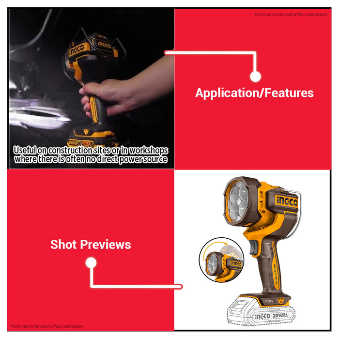 Ingco Cordless Work Lamp CWLI20881 - ICPT
