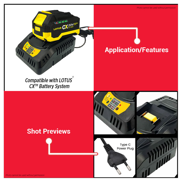 Lotus 20V Ultra Fast Charger | Lithium-ion w/ LED power indicator CXFC200