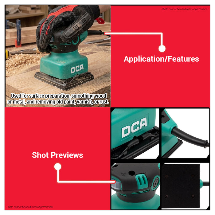 Buildmate x DCA 240W Heavy Duty 220V Orbital Sander 100x110mm Finishing Sander ASB03-100S