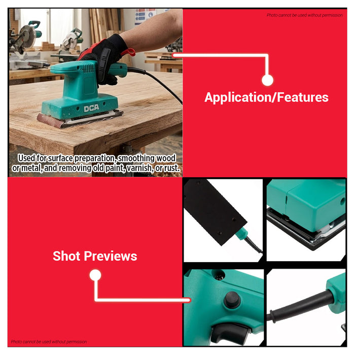 Buildmate x DCA 200W Heavy Duty 220V Orbital Sander 93x185mm Finishing Sander ASB185B