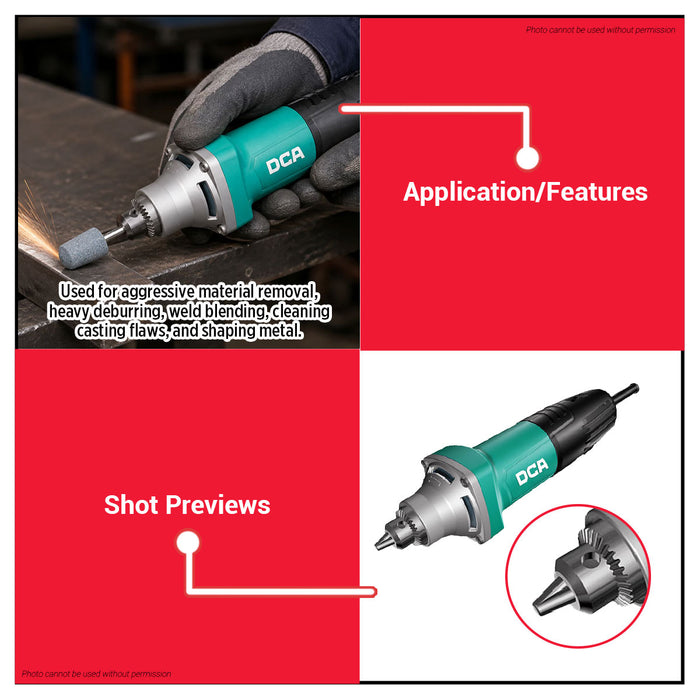 Buildmate x DCA 260W Heavy Duty Die Grinder 6mm Chuck Variable Speed ASJ04-25E