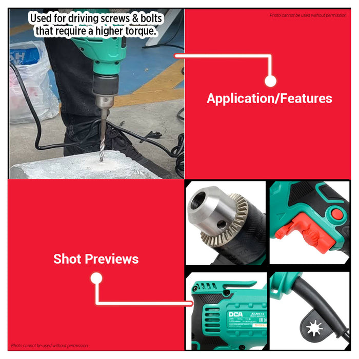 Buildmate x DCA 710W Heavy Duty Electric Impact Drill 13mm Variable Speed AZJ06-13