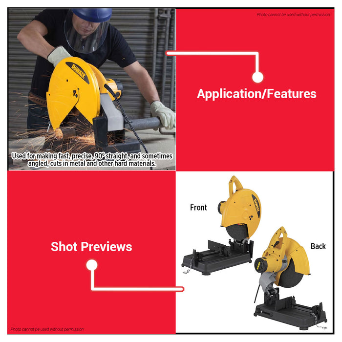 Buildmate x DEWALT 2200W Chop Saw 355mm Abrasive Cut-Off Machine D28720-B1