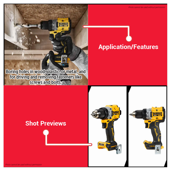 Buildmate x DEWALT 20V MAX Brushless 13mm 90Nm Cordless Drill/Driver (BARE) DCD800N-B1