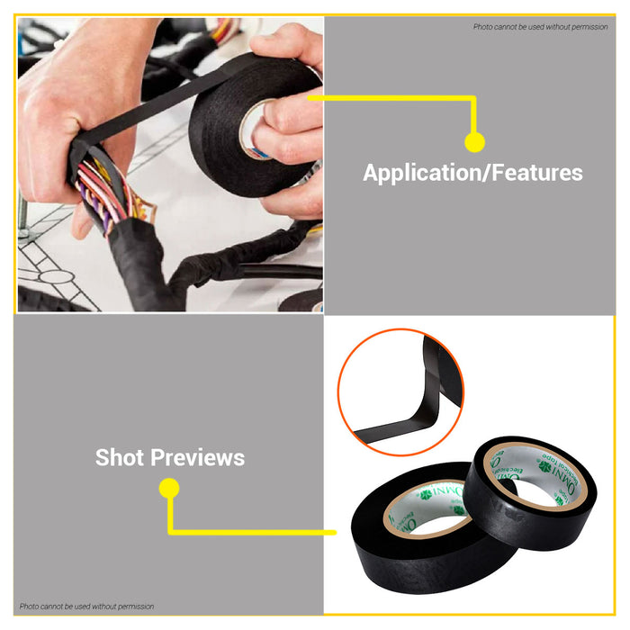 BUILDMATE Omni PVC Electrical Tape 4M /16M Black Insulating Wire Electric Tape ET155Z-04M / ET165Z-16M