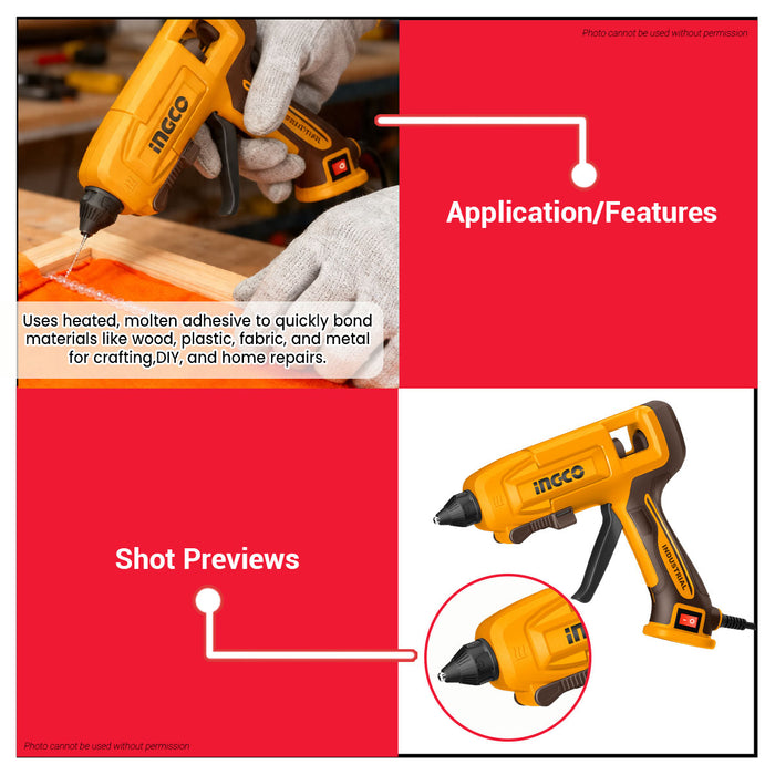 Buildmate x INGCO 45W Glue Gun 11.2mm w/ 8 Glue Sticks GG408 IPT