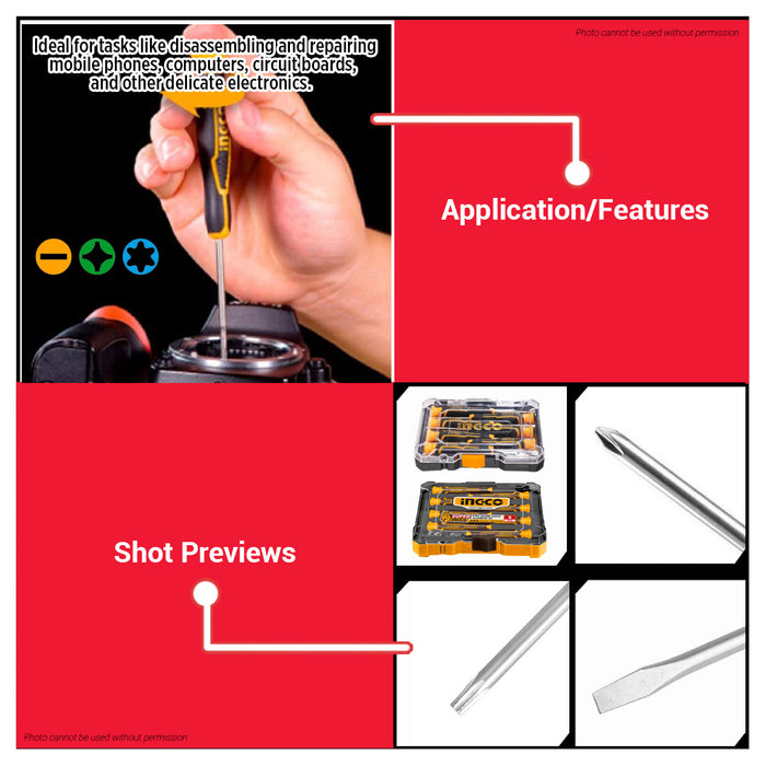 INGCO 8pcs/Set Precision Magnetic Screwdriver Set Cr-V Slotted Phillips Torx Mini Screw Drivers Repair Tool Kit For Phone Watch Laptop & Eyeglasses - IHT