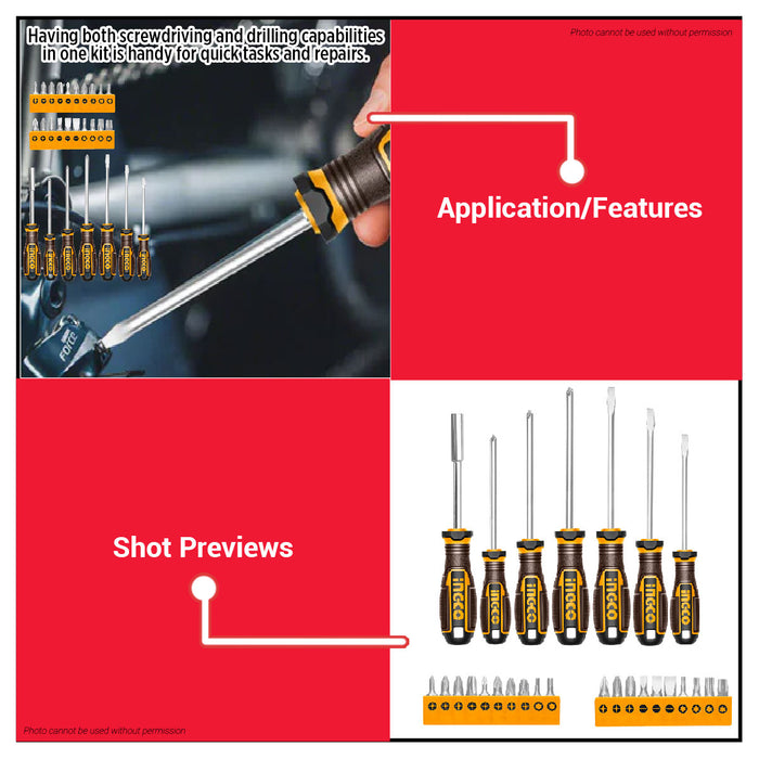 INGCO  27pcs/Set Screwdriver Phillips, Slotted, Hex & Torx HKSDS2728  IHT